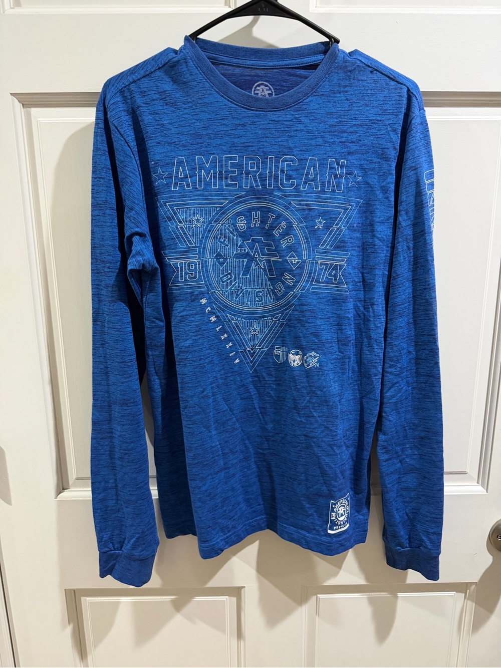 American Fighter Long Sleeve Graphic Tee in Royal Blue